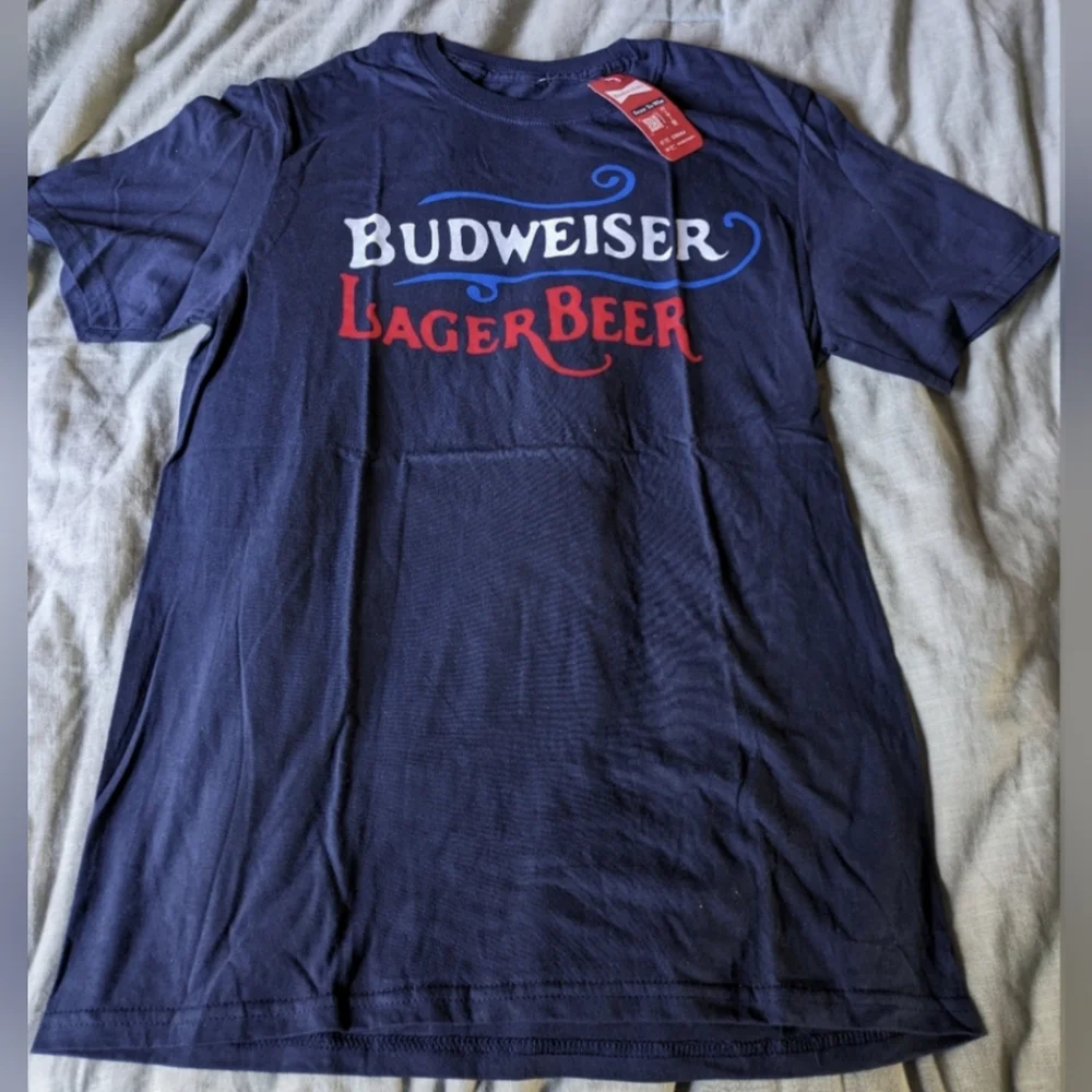 Brew City Budweiser Men Small Lager Beer Cotton Short Blue NWT 092024 - Picture 1 of 5